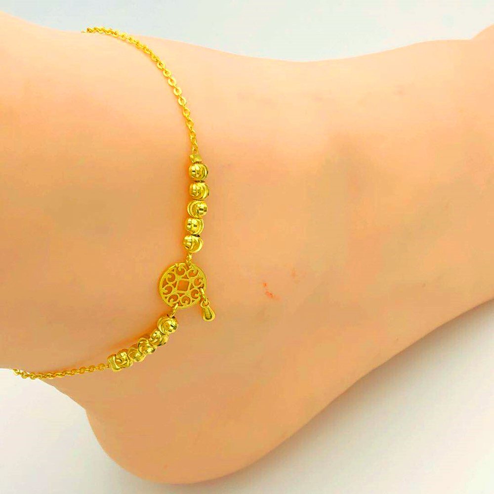 Việt Nam Shajin vòng chân nữ mạ vàng chính hãng 999 giả vàng nguyên chất Vàng mắt cá chân Chuỗi 24k dài phai màu trang sức lắc chân nữ hàn quốc