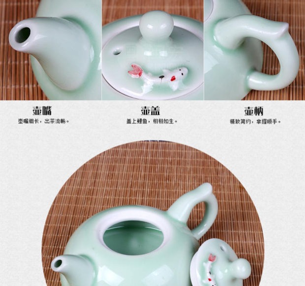 Celadon ấm trà tách trà lọc cốc công bằng 汝 lò tím cát đá nứt trà lễ sản phẩm duy nhất phụ kiện trà Kung Fu bình ủ trà giữ nhiệt