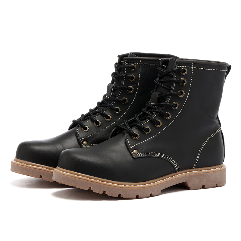 Fall Genuine Leather Women Boots Bull Leather Men's Boots Breathable Short Boots 8 Holes Martin Boots Waterproof Tooling Boot Locomotive Boots Riding Boots