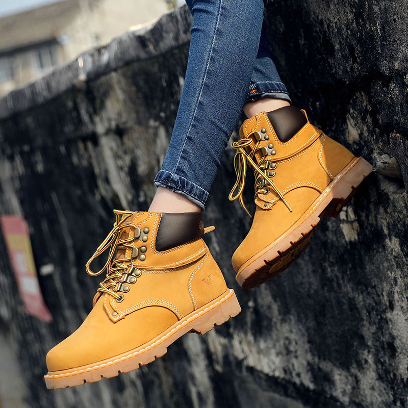 Cowhide ankle boots can not kick bad rhubarb boots women's boots breathable high-top shoes genuine leather men's boots Martin boots short boots tooling boots