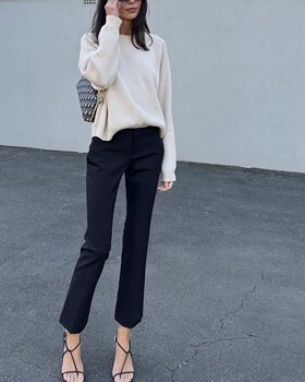 Temperament commuting mid-rise slimming ເກົ້າຈຸດ trousers booted ເລັກນ້ອຍ