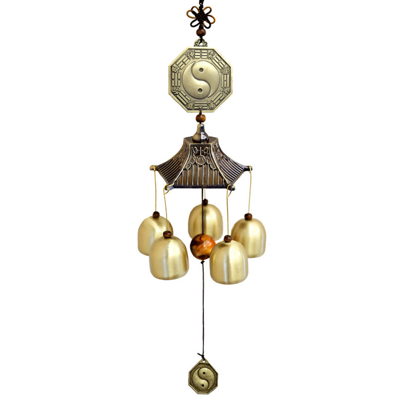 Pure copper Six copper bell Bell Wind Bell Pendant 5 Home Hanging Ornaments in Southwest China Palace Square Auspicious Hanging Decoration Shop Yellow