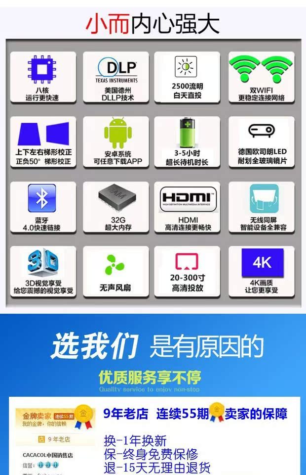 Máy chiếu gia đình wifi không dây rạp hát tại nhà nhỏ di động 1080P HD Apple Android chiếu điện thoại