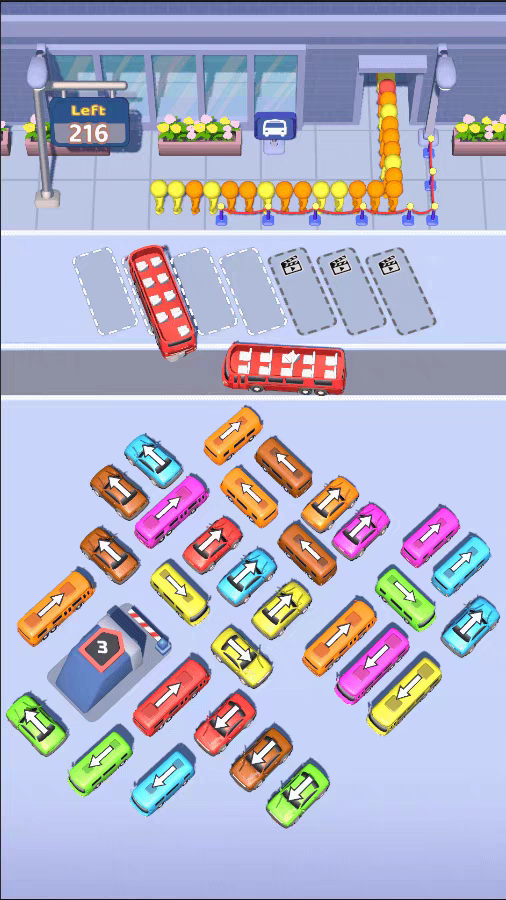 Unity 看谁能通关 我在停车场当保安 Bus 游戏源码 消除排序上车-成都宝兰