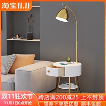 Nordic floor lamp living room ins Wind light luxury bedroom bedside drawer shelf integrated design sense vertical table lamp