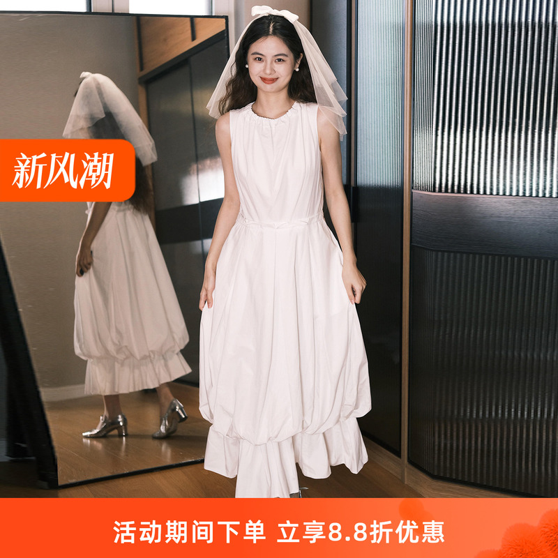 Wedding Registration Light Wedding Dress 2026 New Style Petite Bride White Engagement Casual Sleeveless Puff Dress for Women Wedding Registration Light Wedding Dress 2026 New Style Petite Bride White Engagement Casual Sleeveless Puff Dress for Women