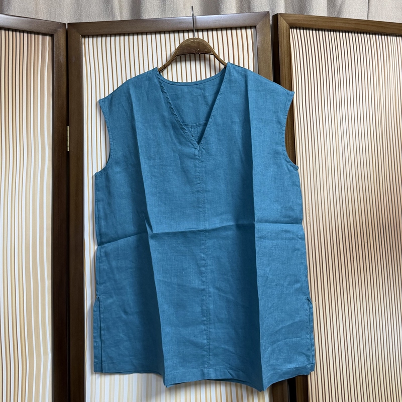 Leafy Summer Simple Casual Style V-Neck Sleeveless Linen Top for Women, Stylish Slim-Fit Commuter Vest 110 70 Leafy Summer Simple Casual Style V-Neck Sleeveless Linen Top for Women, Stylish Slim-Fit Commuter Vest 110 70
