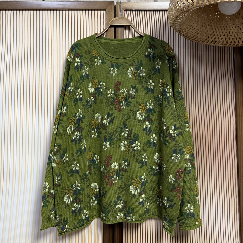 Leaf Autumn New Collection Vintage Print Loose Oversized Cotton Knit Sweater Women's Long Sleeve Sweater Women's 140 59 Leaf Autumn New Collection Vintage Print Loose Oversized Cotton Knit Sweater Women's Long Sleeve Sweater Women's 140 59