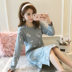 Phiên bản Hàn Quốc của đồ ngủ nữ mùa xuân và mùa thu cotton dài tay ngọt ngào dễ thương váy ngủ mùa thu nữ sinh viên dịch vụ nhà có thể được mặc vay mac nha dep Đêm đầm