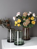 轻奢风花瓶网红玻璃花瓶欧式北欧风格摆件客厅插花器创意现代简约