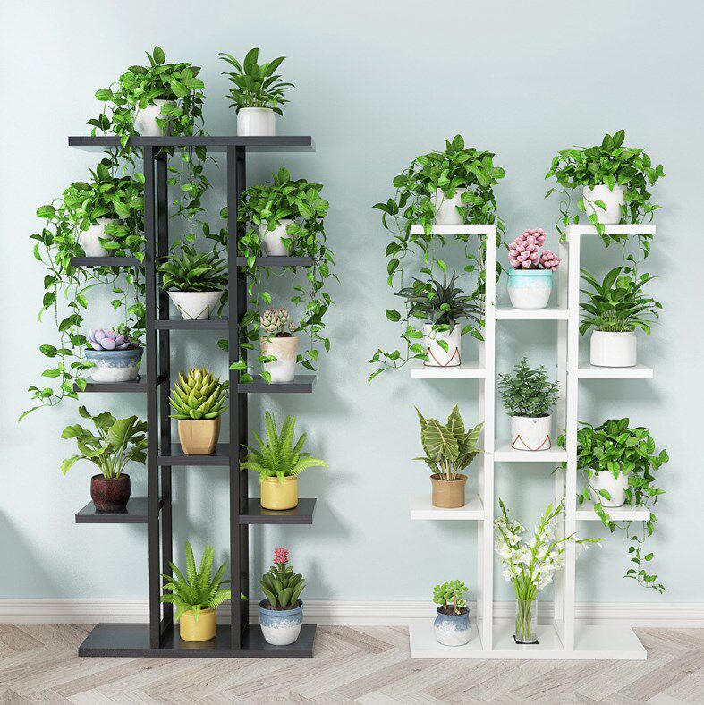 Potted ornaments shelf flower floor shelf flower pot shelf balcony against the wall indoor golden kudzu green plant height