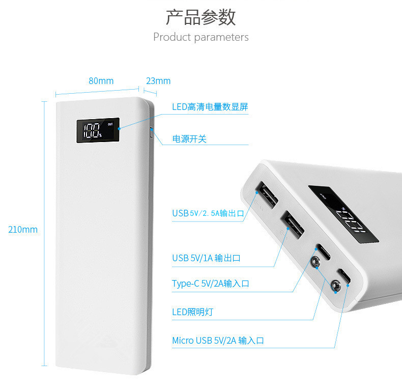 dung lượng lớn có thể sạc lại Po 30000 mA M Huawei OPPO vivo điện thoại của Apple điện thoại di động sạc đèn flash phổ biến - Ngân hàng điện thoại di động pin dự phòng samsung