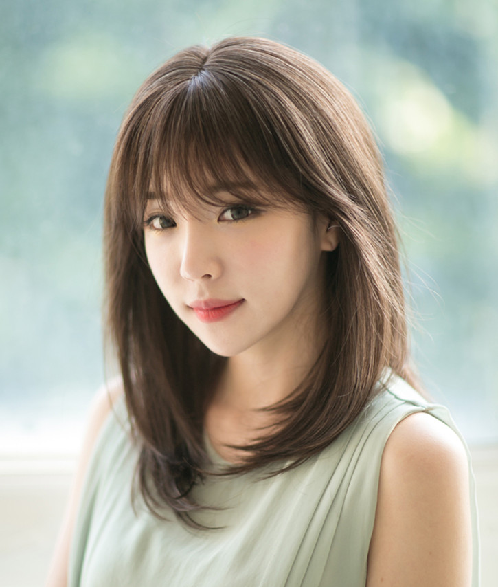 Wig female short hair buckle pear head girl middle and long straight air Liu hailob curly female fluffy LOB wig