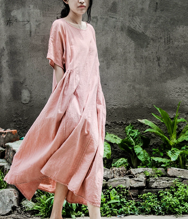 Yi Nian fan hâm mộ văn học mùa hè xếp li váy retro dài giữa cotton lỏng và váy lanh một kiểu váy Mori quần áo của phụ nữ - váy đầm