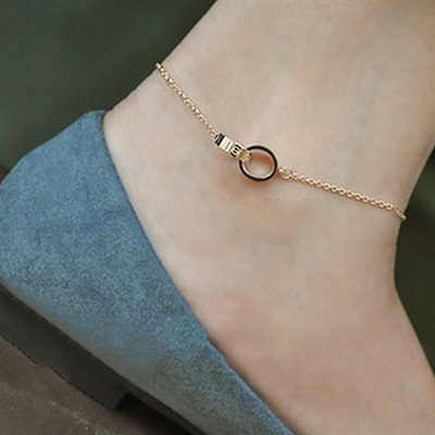 Korean Style Titanium Steel Plated with 14K Rose Gold Anklet for Women, Simple Anklet, Fashionable Birthday Gift for Girls Korean Style Titanium Steel Plated with 14K Rose Gold Anklet for Women, Simple Anklet, Fashionable Birthday Gift for Girls