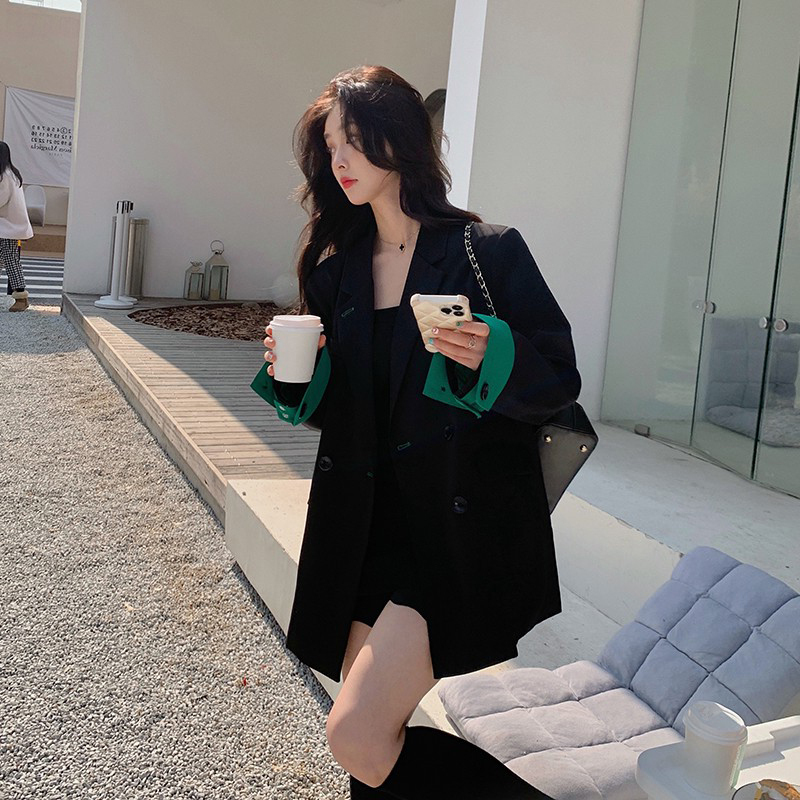 Black Blazer for Women 2026 Spring and Autumn New Korean Style Loose and Lazy Elegant Socialite High-End Casual Suit