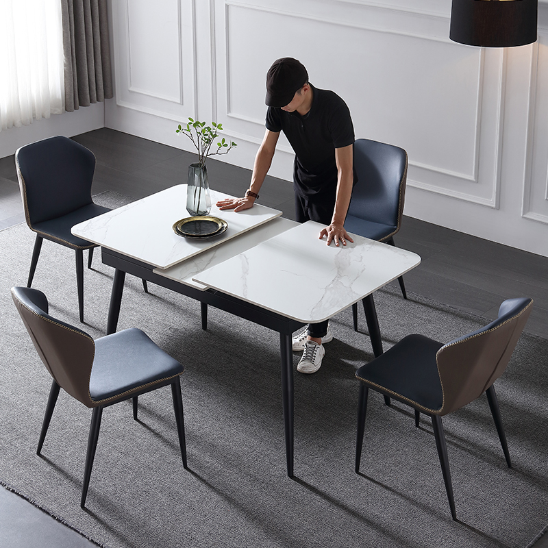 Slate Dining Table, Extendable, Suitable for Small Apartments, Rectangular, Italian Minimalist Style, Extendable Dining Table