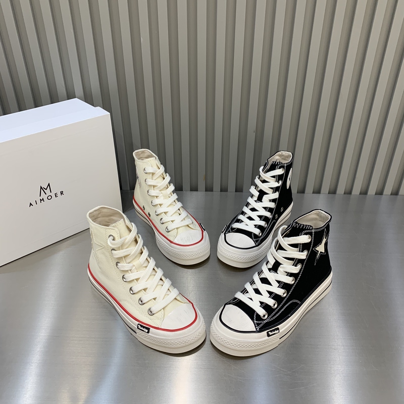 Aimore High-Top Canvas Shoes for Women, Casual Versatile Lace-Up Star Sneakers, Fashionable Trendy Flat-Soled Sports Shoes for Women