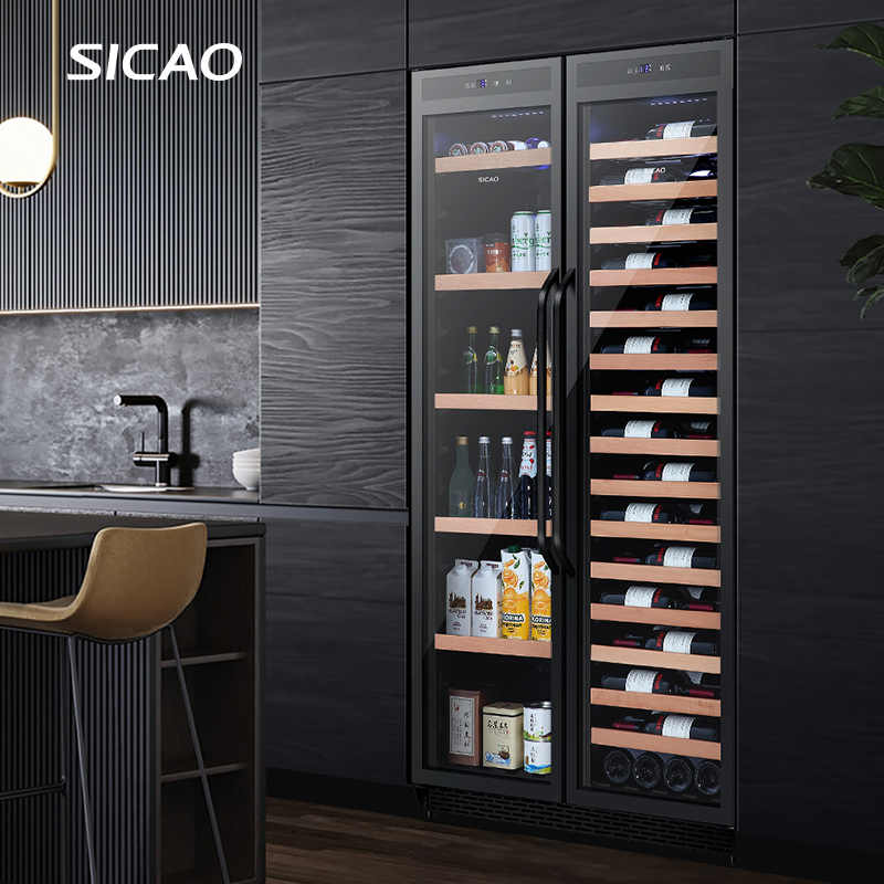 Sicao New Dynasty JC-260B Double Door Wine Cabinet Constant Temperature Refrigerator High-end Folio Door Built-in Home Ice Bar