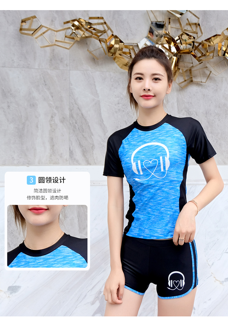 Áo tắm nữ bảo thủ suối nước nóng mảnh mai che bụng gợi cảm Hàn Quốc boxer thể thao ngắn tay áo tắm sinh viên bikini 2 mảnh màu trắng