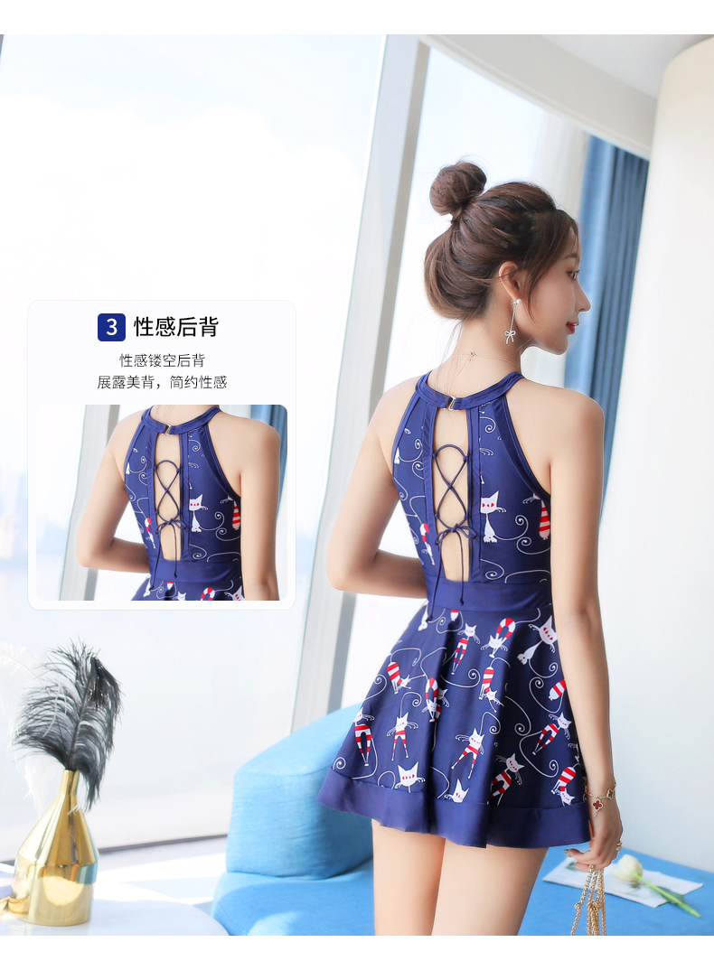Bạn đồ bơi nữ một mảnh váy kiểu bụng giảm béo bảo thủ thép tấm nhỏ ngực ngực tụ tập áo tắm mùa xuân tắm nóng - Bộ đồ bơi One Piece đồ bơi 1 mảnh dáng váy