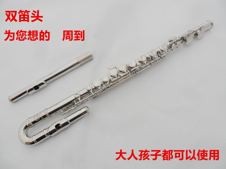 New product long flute Musical Instrument Siphon children long flute double flute head 16 holes silver plated long flute plus E key