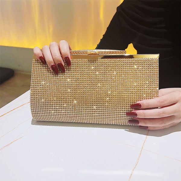 Shiny Diamond-Encrusted Gold Nightclub Dj Clutch Princess Bag Ktv Work Handbag High-End Socialite Bag Shiny Diamond-Encrusted Gold Nightclub Dj Clutch Princess Bag Ktv Work Handbag High-End Socialite Bag