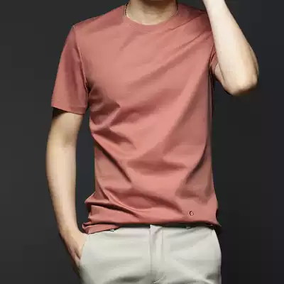 Short-sleeved men's tide brand summer ice silk T-shirt pure cotton half-sleeved T-shirt youth round neck top mercerized cotton men's tide