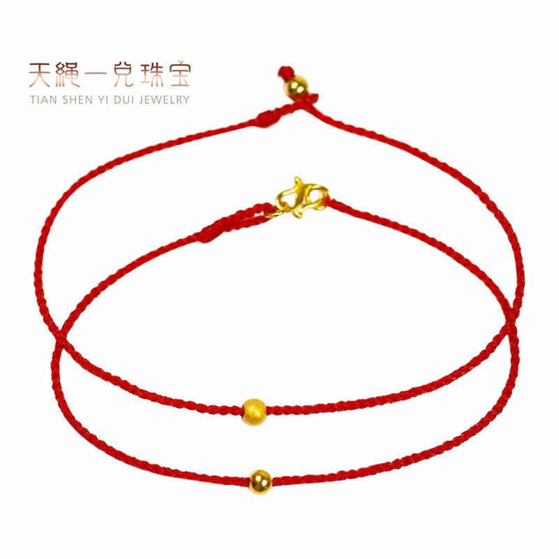 0 4 mm extremely thin hand woven with four strands of the life red rope Handmade 24K pure gold transshipment bead hand rope