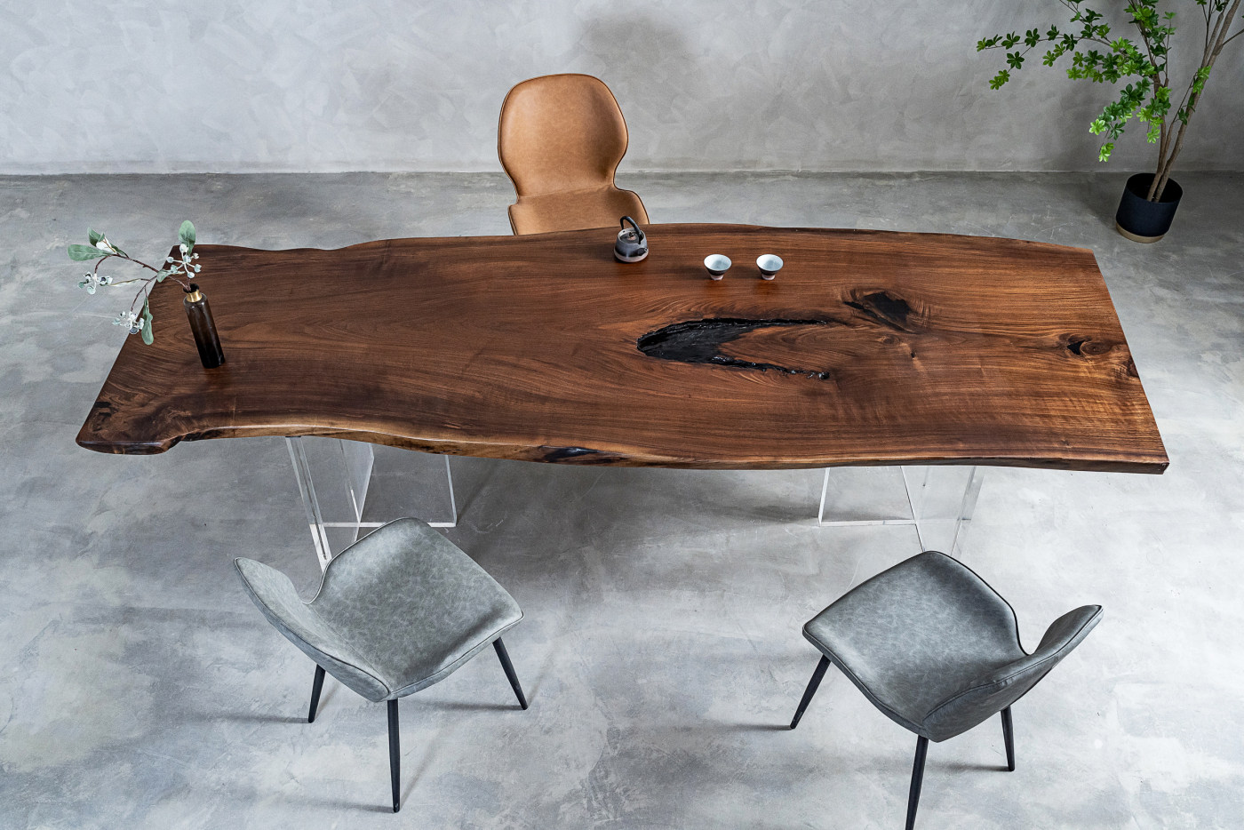 A265 North American Black Walnuts Large Board Whole Board Solid Wood Tea Table Display Table Personality Table Log 268 * 93 * 93 * 82 * 5