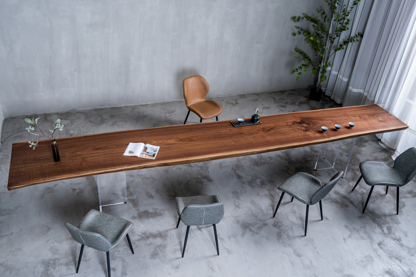 H234 North American black walnuts full board minimalist modern table desk meeting table 470 64 64 72 77 * 7