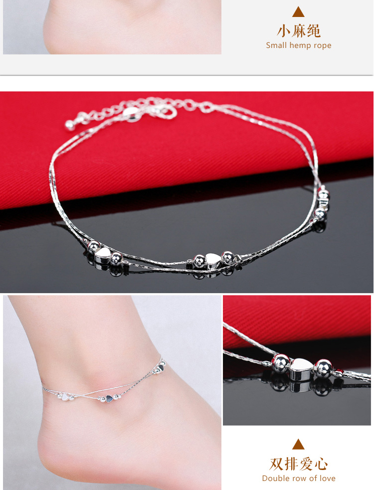 2018 new red rope mắt cá chân chuỗi chuông 999 sterling bạc vòng chân nữ cảm giác Hàn Quốc phiên bản của sinh viên đơn giản Sen phong cách cổ xưa