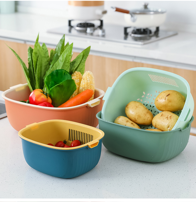 双层家用厨房洗菜盆沥水篮菜篮子洗菜篮茶几客厅水果盘洗水果神器详情6