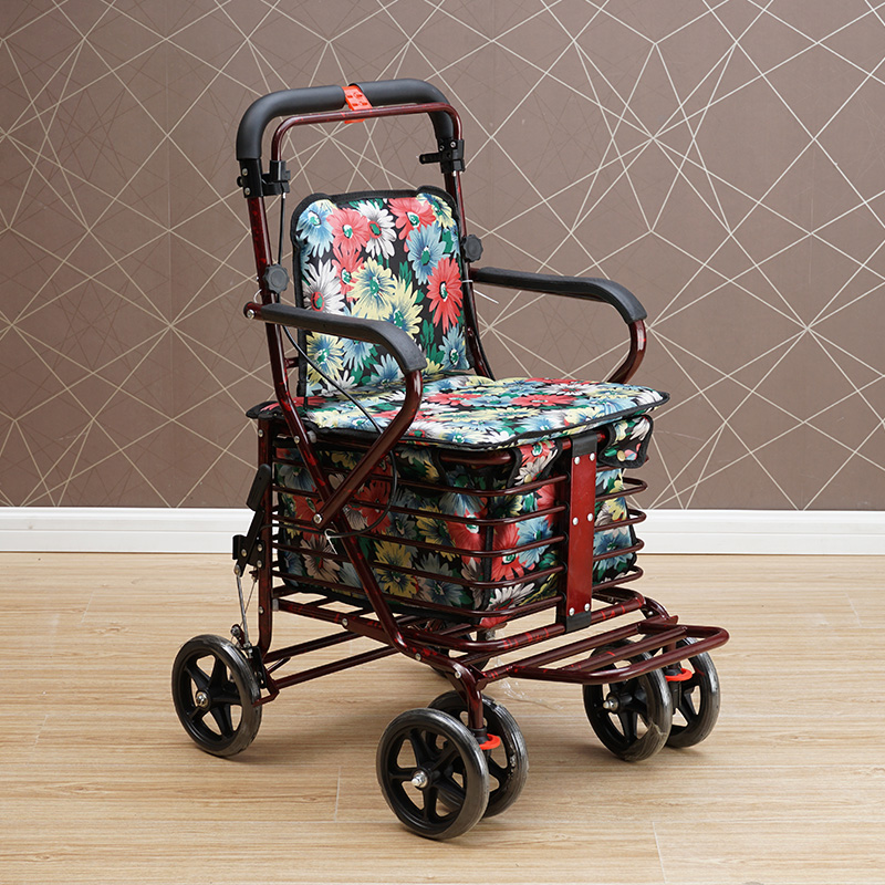 Elderly shopping cart elderly four-wheeled adult scooter elderly walking walker elderly trolley shopping cart can sit