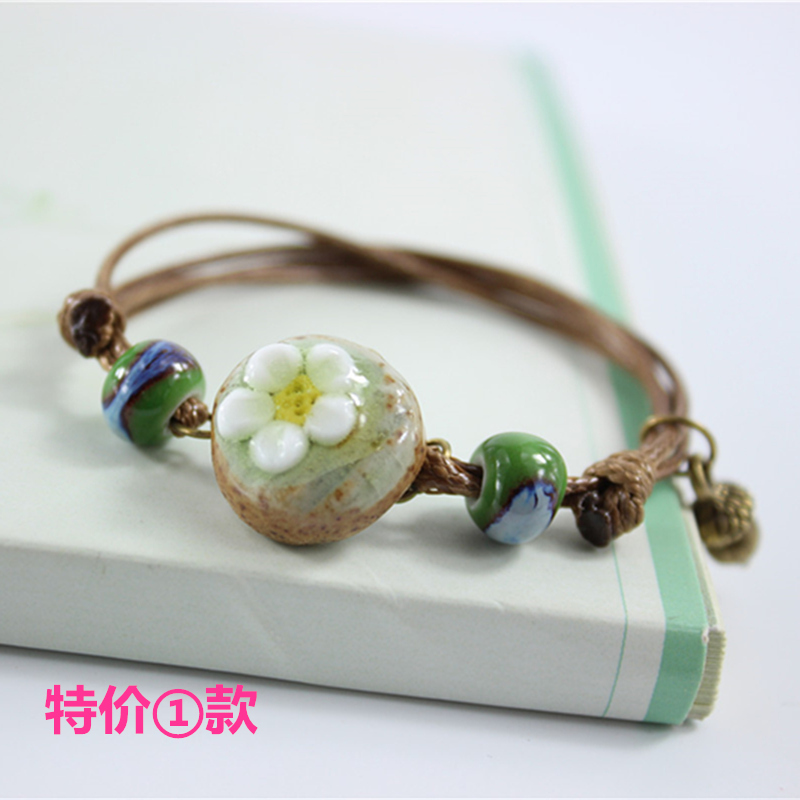 Jingdezhen sản phẩm mới pinch hoa vòng tay nhỏ rừng tươi nghệ thuật nữ hoang dã Nhật Bản và Hàn Quốc đồ trang sức gốm sứ trang sức vòng đeo tay phong thủy