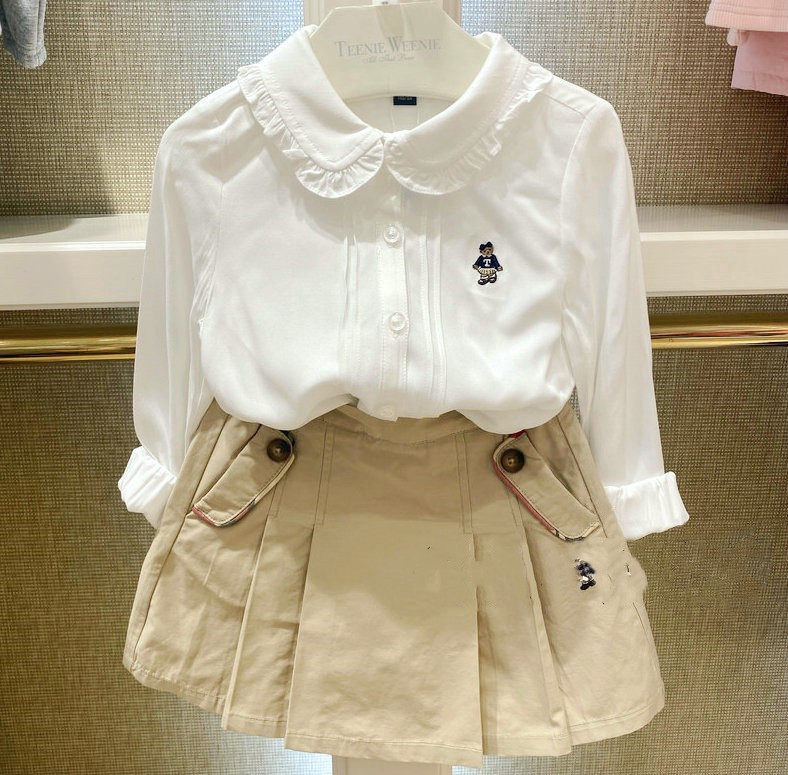 Teenie Weenie Little Bear Girl clothing 21 Spring autumn new girl CUHK Doll Collar Long Sleeve Shirt Shirt