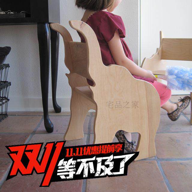 Solid wood board custom elephant styling chair learning chair kindergarten children learn the round edge of chair grinding table and chair