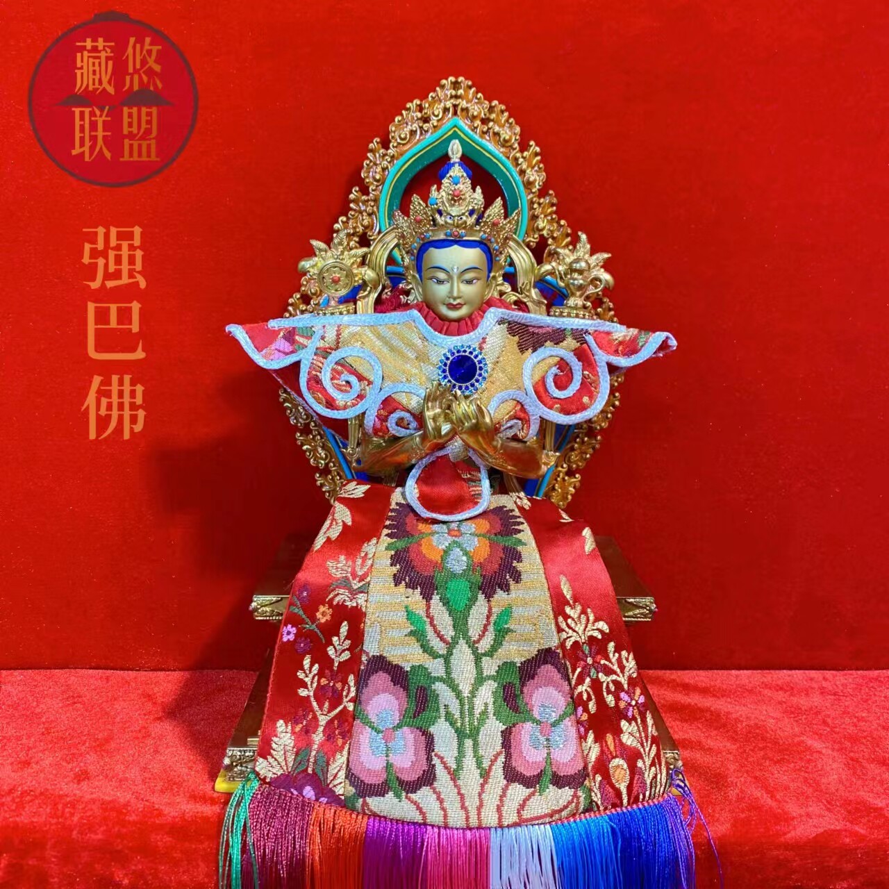 Tibetan future Buddha Qianba Buddha bronze statue Lassa mud gold craftsmanship brushed gold open face Domestic courtesy Buddha swing piece height 33cm-Taobao