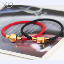 Simple 3mm hand rope red rope bracelet couple woven bracelet rope can wear 3D hard gold transfer beads