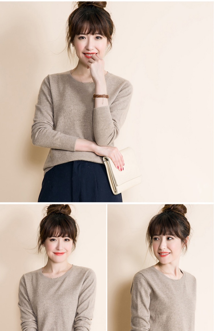 Mùa xuân và mùa thu cổ áo len thấp nữ áo len cashmere đoạn ngắn Phiên bản Hàn Quốc của áo len len cổ tròn hoang dã áo khoác len cardigan nữ