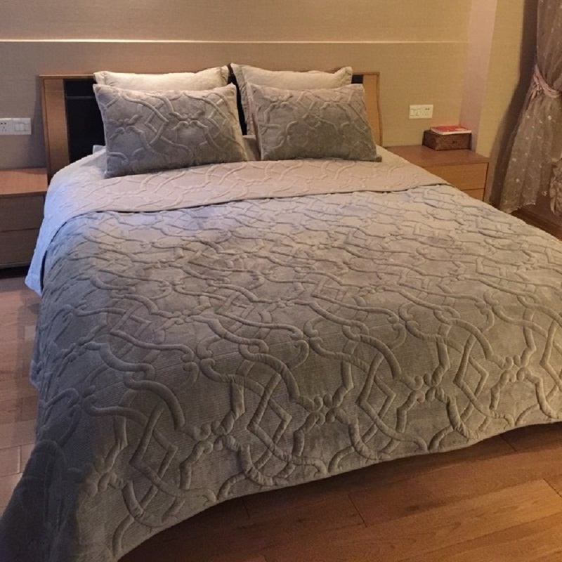 Xuất khẩu châu Âu AB phiên bản da lộn thêu quilting là ba bộ chăn ga gối đệm nước giường bông đơn giản đệm giường drap giường