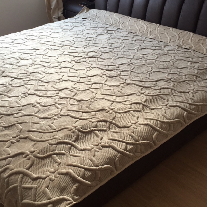 Xuất khẩu châu Âu AB phiên bản da lộn thêu quilting là ba bộ chăn ga gối đệm nước giường bông đơn giản đệm giường drap giường