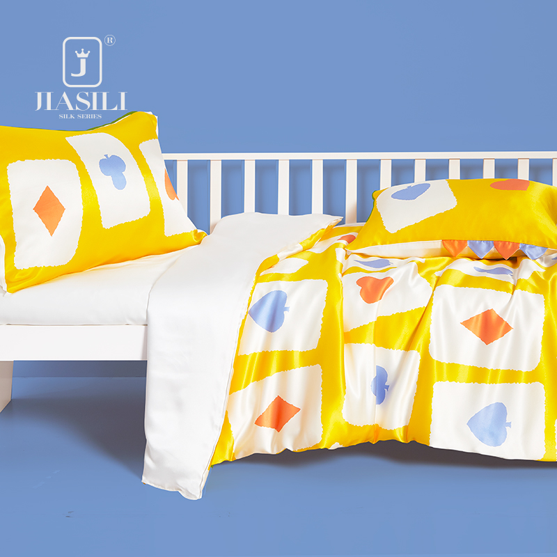 Jiaxi Kindergarten Children Double Face Real Silk Mulberry Silk Thickening Quilt Cover Two Pieces Of Pillowcase Bed Pint Cartoon Wide