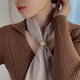 buckle scarf ໄຫມຫລູຫລາລະດັບສູງ, multi-functional double-purpose business attire square scarf ribbon bow knotted corner buckle