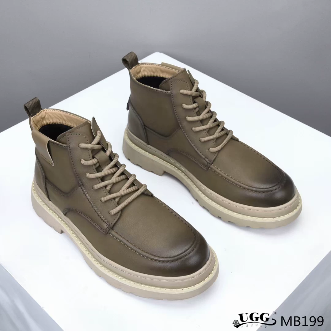 Стильные кожаные сапоги UGG высокого качества с теплой подкладкой, нескользящие, коллекция 2023