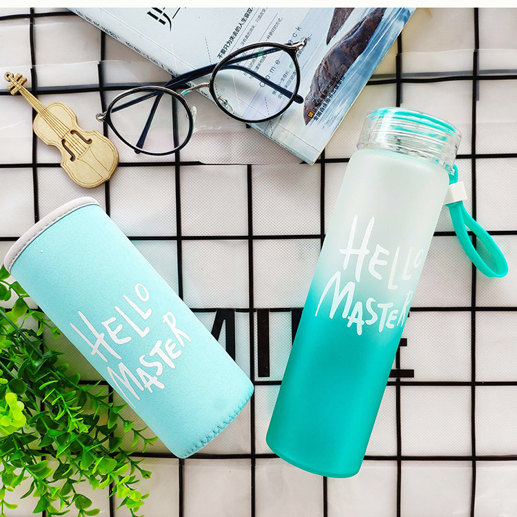 Net màu đỏ mờ thủy tinh gradient ấm nước nam chai nữ Hàn Quốc tươi và đáng yêu sáng tạo cá tính xu hướng cốc - Tách bình giữ nhiệt mini