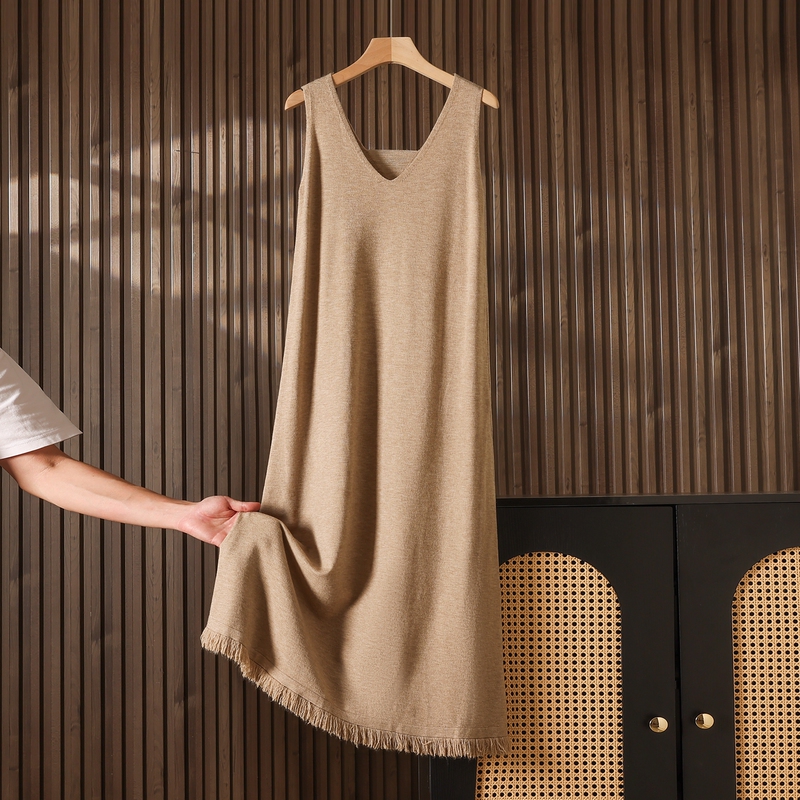 Casual Knit Camisole Sleeveless Dress for Women 2026 Autumn and Winter New V-Neck Loose Slimming Base Dress Casual Knit Camisole Sleeveless Dress for Women 2026 Autumn and Winter New V-Neck Loose Slimming Base Dress