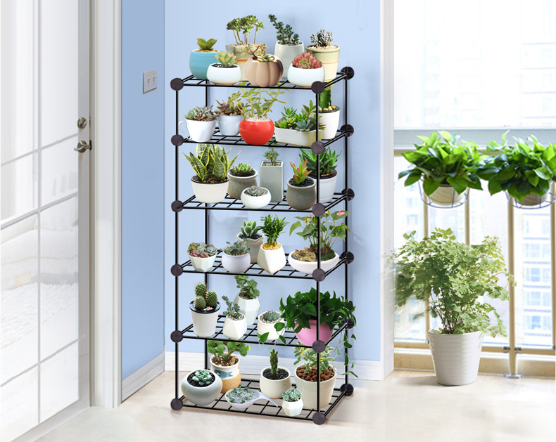 Kết hợp nhiều lớp thịt sắt rèn hoa đứng trong nhà và ngoài trời máy tính để bàn ban công lưu trữ di động nhỏ kệ hoa chậu - Kệ kệ decor