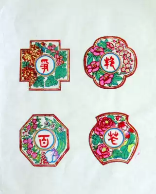 Wuqiang woodblock New Year pictures, heart window grilles, New Year pictures, Hundred Flowers, folk art boutiques
