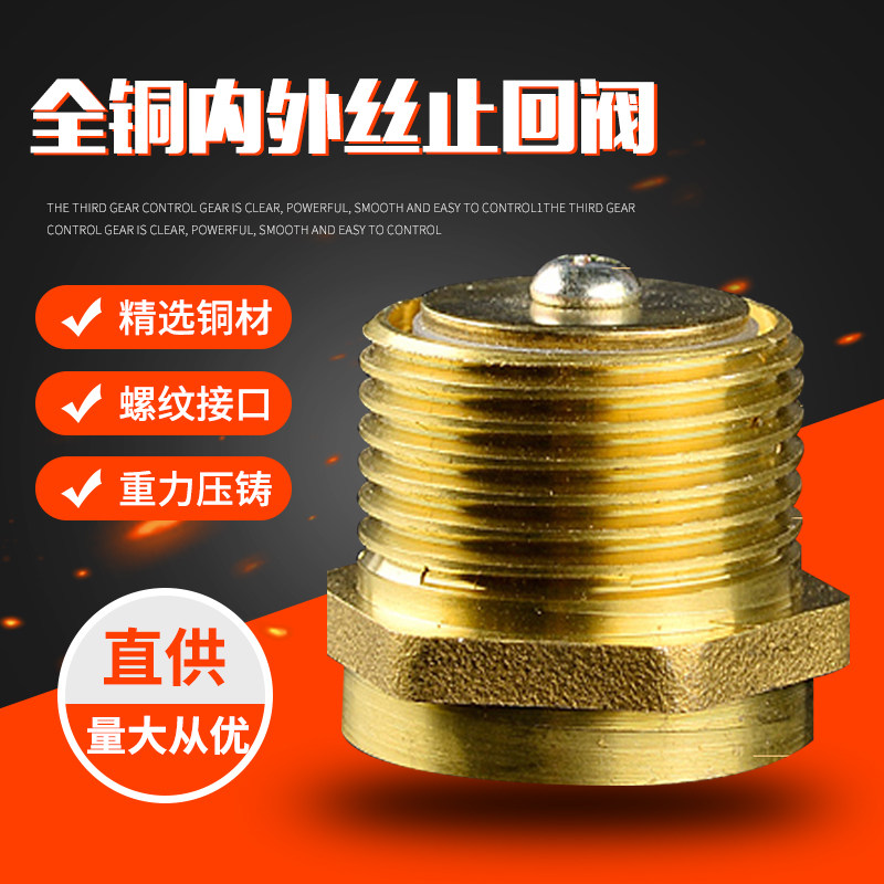 止回阀1寸内外丝水泵专用单向阀加厚家用止逆阀防倒流弹簧止水阀